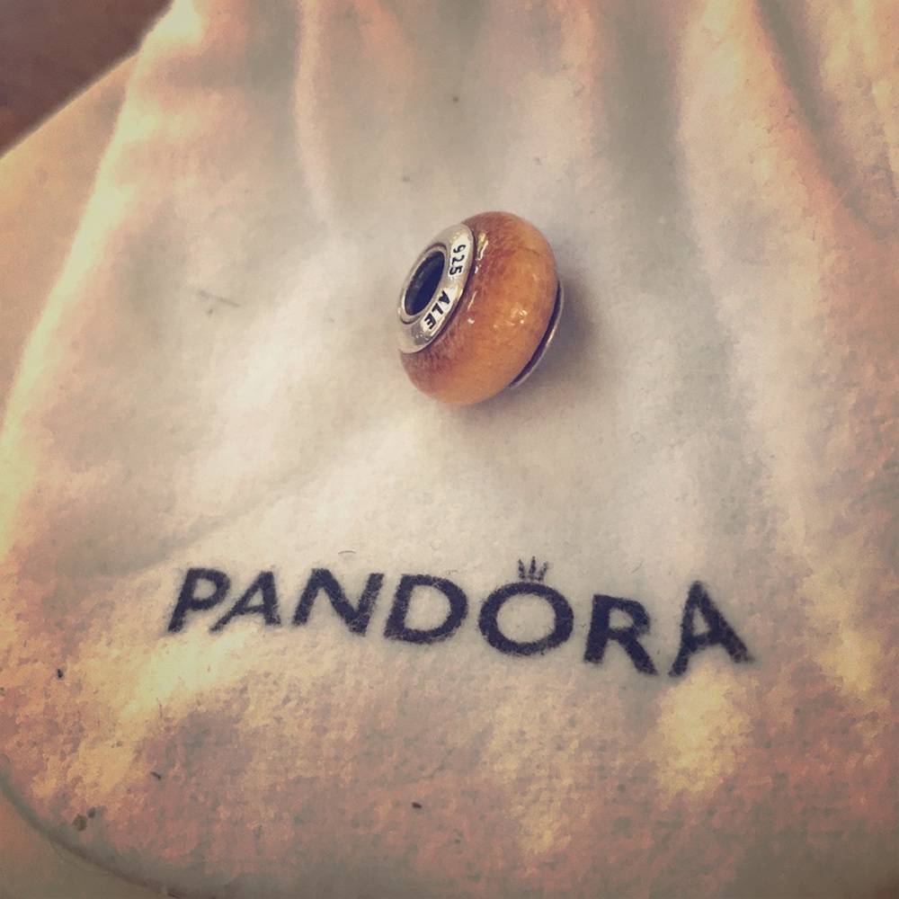Authentic PANDORA retired wood charm